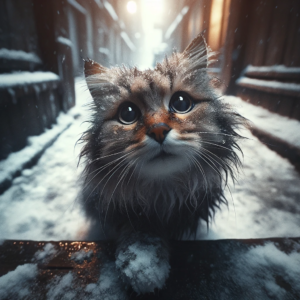 hjemløs katt i nød